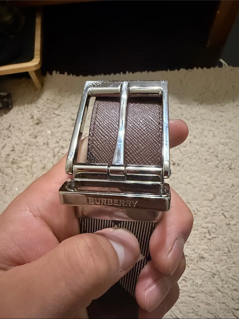 Burberry Men’s Birch Brown Reversible Belt — Size 36/90